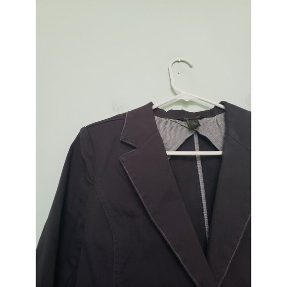 Peyton Jensen Women S Blazer Single Closure Dark Gray Distressed Career Office - Picture 4 of 6